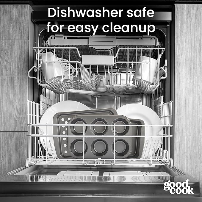 GoodCook Everyday Nonstick Toaster Oven 6-Piece Steel Bakeware Set, Gray