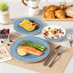 AELS Melamine Dinnerware Set of 18 Pcs, Dinner Dishes Set for Indoor and Outdoor Use, Melamine Plates and Bowls Set for 6, Dishwasher Safe, Lightweight Unbreakable, BPA Free, Blue