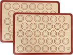 Macaron Silicone Baking Mats Set of 2, Half Sheet Nonstick Reusable Baking Sheet Liners for Macarons, Cookies and Pastry, Red