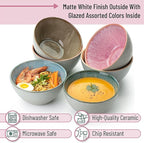 Brew To A Tea BTaT- Ceramic Cereal Bowls, 29 oz, 6 Pack, 6.3 Inches, Glazed Colors Inside, Chip-Resistant Dishwasher & Microwave Safe Bowls for Cereal, Soup, Salads, Snacks, Side Dishes