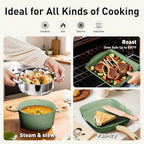 DishDelight 17Pcs Non Stick Pots and Pan Set, Granite Kitchen Cookware Sets, Induction Cooking Pans Set, Green