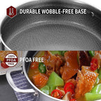 LOLYKITCH 6 QT Hybrid Tri-Ply Stainless Steel Non-Stick Sauté Pan with Lid,12 Inch Deep Frying Pan,Large Skillet,Jumbo Cooker,Induction Pan, Oven Safe and Detachable Handle.