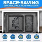 Stackable Baking Pan Set - Deluxe Nonstick Gray Marble Coating, Carbon Steel Bakeware Sets, PFOA, PFOS, PTFE Free, Recipe Booklet Included, Oven Safe (Up to 450°F), Set of 7