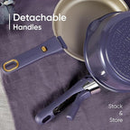 CAROTE 19Pcs Nonstick Pots and Pans Set, Nonstick Cookware Set with Detachable Handle, Induction Kitchen Cookware Sets Removable Handles, Dishwasher Safe, Oven Safe, Purple