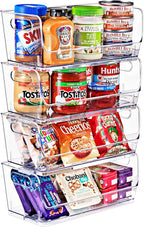 Sorbus Stackable Storage Bins Open Front, Clear Stackable Storage Bins, Pantry Bins for Storage and Organization, Acrylic Stackable Bins for Kitchen, Clear Pantry Organizer Bins (Small Wide 4 Pack)