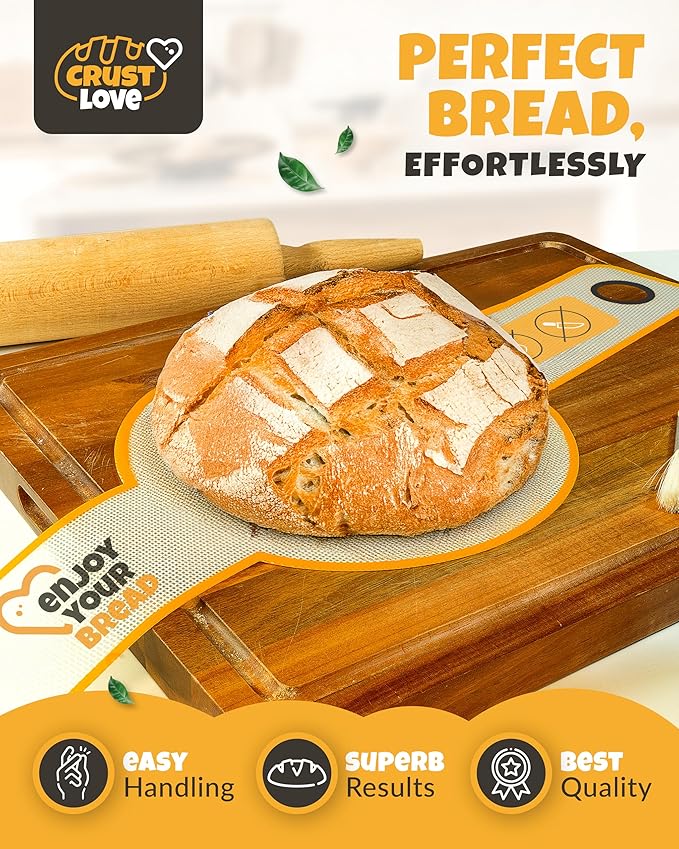2 PCS Sourdough Silicone Bread Sling Round – Non-Stick Sourdough Sling & Baking Mat, Reusable & Easy to Clean, Heat Resistant to 480°F, Dough Mat for Artisan Bread Baking Supplies