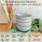 Mora Ceramic Bowls For Kitchen, 28oz - Bowl Set of 4 - For Cereal, Salad, Pasta, Soup, Dessert, Serving etc - Dishwasher, Microwave, and Oven Safe - For Breakfast, Lunch and Dinner - Earl Grey