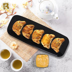 R-kay 4 Pack Plastic Serving Trays for Party - Black Serving Tray 17 by 6.5 in - Heavy Duty Dessert Trays for Food - Rectangular Party Serving Trays - Premium Party Trays - Black Platters