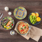 vancasso Pasta Bowls, 42 oz Ceramic Salad Bowls of 4,Large Corlorful Serving Bowls for Kitchen, Dishwasher & Microwave Safe Soup Bowls, Pasta Plates
