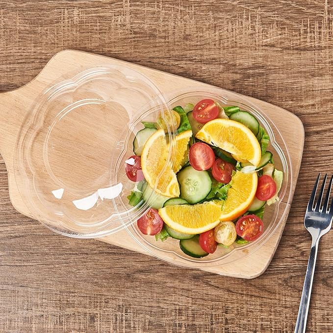 50 Pack Plastic Salad Bowls with Lids, 18 oz Disposable Salad To-Go Container for Lunch, Clear Acai Bowls for Takeout Fruits, Meal Prep, Nuts, Serving, and Mixing