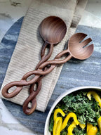 Salt & York Handcrafted Walnut Salad Tongs – Wooden Serving Utensils for Tossing & Serving Salad or Pasta – Natural Wood Kitchen Tools & Gift for Home Entertainers