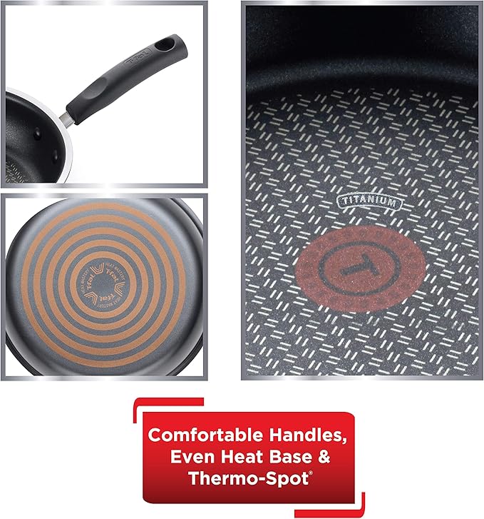 T-fal Signature Nonstick Cookware Set 12 Piece Oven Safe 350F Pots and Pans, Dishwasher Safe Black