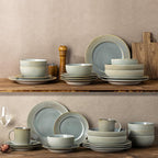 theterra 8.5'' Ceramic Pasta Bowls, Salad Bowls Set of 4, Stoneware Serving Bowls for Fruits, Noodle, Dinner, House-warming Wedding Present, Desert Sage