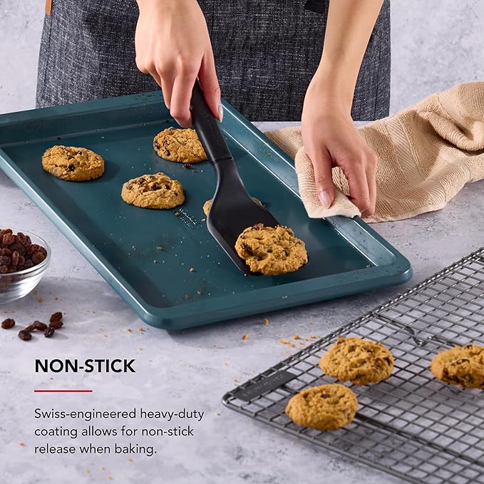 KitchenAid Nonstick Swiss Engineered Aluminized Steel Baking Sheet, Dishwasher Safe, Agave, 10x15 Inch