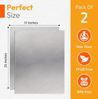 Silver 2 Pack Large Thick Heavy Duty Non Stick Teflon Oven Liners Mat, 17"x 25" BPA and PFOA Free, for Bottom of Electric Oven Gas Stove Microwave Charcoal or Gas Grills