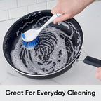 Superio Fruit and Vegetable Scrub Brush with Long Handle - Dish Cleaning Brush, Double Sided Scrubber, Non Scratch Kitchen Scrub Brush for Fruits/Potatoes/Veggies, Sinks, Bath (2, Blue)