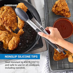 Farberware Silicone-Tipped Locking Kitchen Tongs – Heat Resistant, Nonstick Safe, Ergonomic Handle, Scalloped Tips, Durable and Dishwasher Safe, 12 Inch