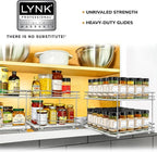 LYNK PROFESSIONAL® Pull Out Spice Rack Organizer for Inside Kitchen Cabinets - 10-3/8 inch Wide - Slide Out Drawer – Chrome Sliding Spice Organization for cabinet - Spice Racks - 2 Tier