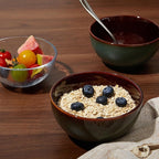 Pokini 5.5" Cereal Bowls & Dessert Bowls Set of 6-22 Oz Small Bowls for Kitchen-Ceramic Bowl for Cereal, Soup, Oatmeal, Salad, Ramen, Noodle, Rice, Yogurt-Dishwasher & Microwave Safe, Brown Green