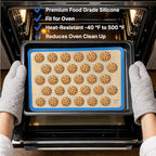 Macaron Silicone Baking Mats Set of 2, Half Sheet Nonstick Reusable Baking Sheet Liners for Macarons, Cookies and Pastry, Blue
