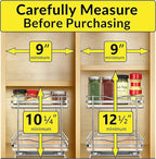 LYNK PROFESSIONAL® Élite™ Pull Out Spice Rack Organizer for Inside Kitchen Cabinets - 8-3/8 inch Wide - Slide Out Drawer – Wood/Chrome Sliding Spice Organization for cabinet - Spice Racks - 2 Tier