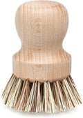 Redecker Pot Brush, Union Fibre, Single Heavy Duty Scrub Brush for Pots, Cast Iron & Baked-On Residue, Beechwood, 2.6-Inch Round, Made in Germany