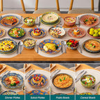 vancasso 24-Piece Dinnerware Sets,Plates & Bowls Sets Service for 6, Bohemian Porcelain Dishes Set for 6, Kitchen Dinner Set,Microwave & Dishwasher Safe, Scratch Resistant,Series KRVI
