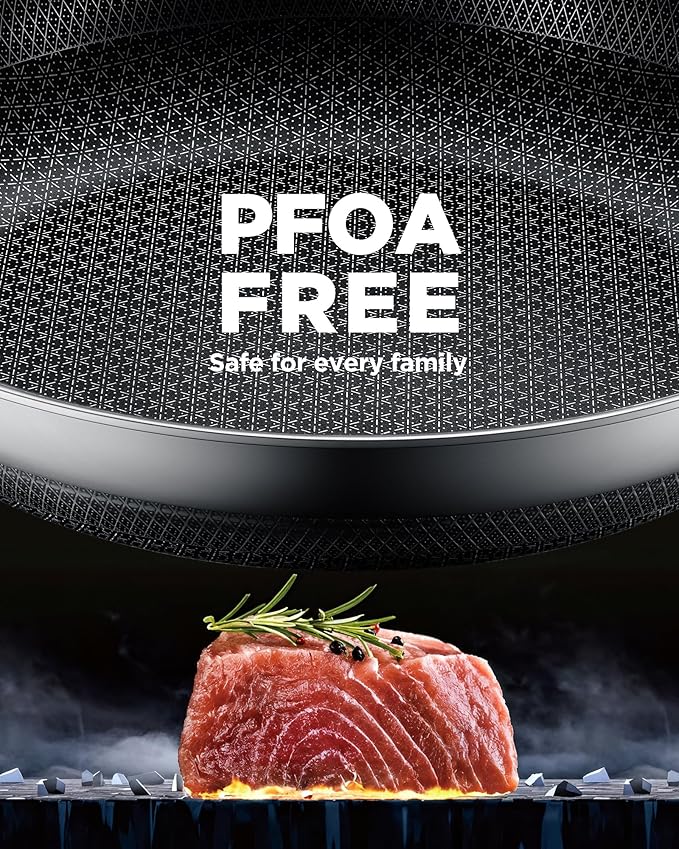 Non Stick Frying Pan, 12-Inch with Lid, Hybrid Frying Pan Nonstick Upgrade, Stainless Steel Skillet, Dishwasher & Oven-Safe, Induction Compatible Cooking Pan, PFOA Free Cookware