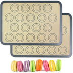 HOOMIL Macaron Silicone Baking Mats, 13"x9", Non-Stick, Reusable, Food Safe, Quarter Sheet Size Silicone Mat, Pack of 2
