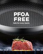 Non Stick Frying Pans with 2 Lids, 8+10+12 inch, Hybrid Frying Pans Set Nonstick,Skillets Stainless Steel Fajita, Dishwasher & Oven-Safe, Induction Compatible Cooking Pan, PFOA Free Cookware