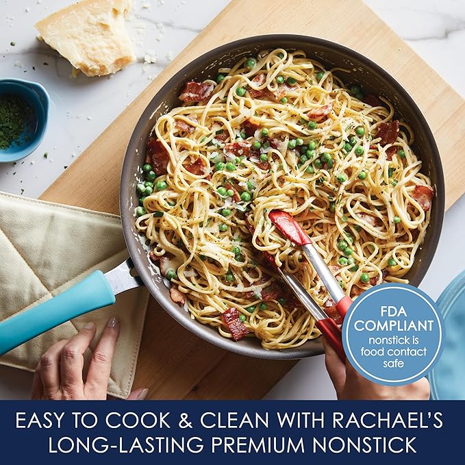 Rachael Ray Cook + Create Nonstick Frying Pan/Skillet, 12.5 Inch, Agave Blue