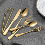 28 Pieces Gold Silverware Service for 4 Flatware Set Stainless Steel Utensils Cutlery Set Dishwasher Safe Flatware (Gold, 28)