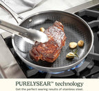 Cuisinart FusionElite+ Hybrid Nonstick Tri-Ply Stainless Steel Skillet, 10″ Skillet Frying Pan with PURELYSEAR Ceramic Nonstick Technology, Scratch Proof, Cool Grip Handles, Dishwasher Safe