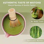 Pink Ceramic Matcha Set, 6 Pcs - Bowl, Whisk (Chasen), Holder, Sifter, Bamboo Scoop & Spoon