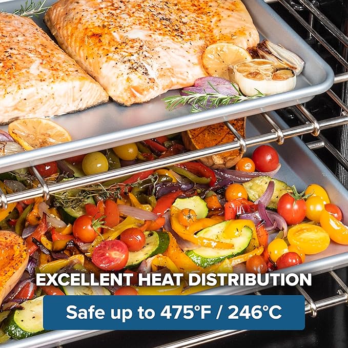 Viking Premium 2-Piece Nonstick Baking Sheet Pan Set, Made without PFAS, Heavy Gauge Aluminized Steel Cookie Sheets with Reinforced Iron Frame, 15 & 18-Inch, Oven Safe to 475F
