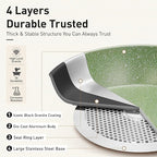 DishDelight 17Pcs Non Stick Pots and Pan Set, Granite Kitchen Cookware Sets, Induction Cooking Pans Set, Green
