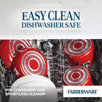 Farberware Cookstart DiamondMax Nonstick Cookware/Pots and Pans Set, Dishwasher Safe, Includes Baking Pan and Cooking Tools, 15 Piece - Red