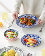 vancasso SELENE Plates and Bowls Set for 6, 18 Pieces Dinnerware Sets, Mircowave and Dishwasher Safe Dishes Set, Porcelain Muted Dinnerware