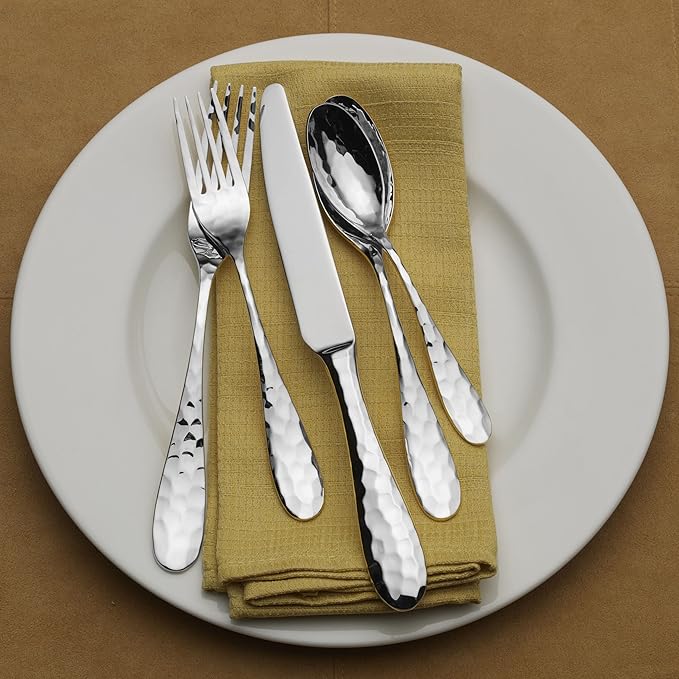 Mikasa, Lilah Flatware Service for 8, 45 Piece Set, 18/10 Stainless Steel, Silverware Set with Serving Utensils
