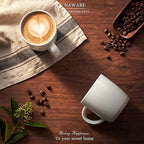 HaWare 13OZ Coffee Mugs Set of 4, Stoneware Coffee Cups, Ceramic Latte Mug for Man, Woman, Dad, Mom, Modern Tea Mugs for Latte/Cappuccino/Cocoa/Milk, Dishwasher& Microwave Safe, Speckled Milky White