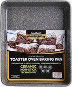 casaWare 11 x 9 x 2-inch Toaster Oven Ultimate Series Commercial Weight Ceramic Non-Stick Coating Baking Pan (Silver Granite)