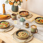 theterra 7.5'' Ceramic Pasta Bowls, Salad Bowls Set of 4, Stoneware Serving Bowls for Fruits, Noodle, Dinner, House-warming Wedding Present, Sage Umber