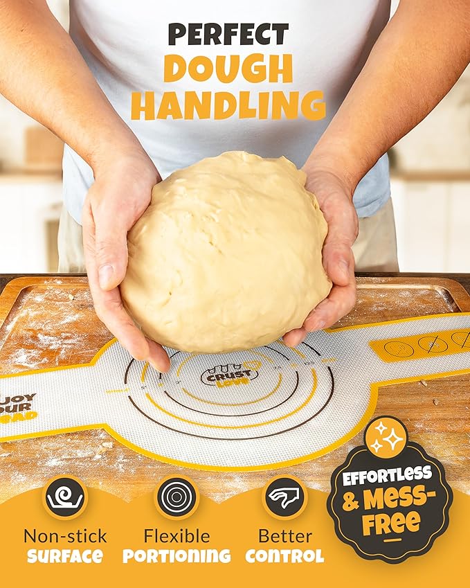 CRUSTLOVE 2 PCS Bread Sling Dutch Oven Silicone, Non-Stick Sourdough Sling & Baking Mat, Reusable & Easy to Clean – Heat Resistant to 480°F – Silicone Sourdough Sling for Artisan Bread Baking Supplies
