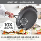 GreenPan Hybrid 12” Nonstick Stainless Steel Frying Pan with Lid, APEX Tri-Ply Thermobond PFAS-Free Ceramic Skillet, Induction & All Cooktop Compatible, Oven Temp to 850°F, Dishwasher Safe, Silver