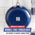 Blue Diamond Hard Anodized 8" 10" & 12" Diamond Infused Healthy Ceramic Nonstick Frying Pan Set, PFAS-Free, Stainless Steel Handle, Dishwasher & Oven Safe to 600F, Durable Cookware, Gray