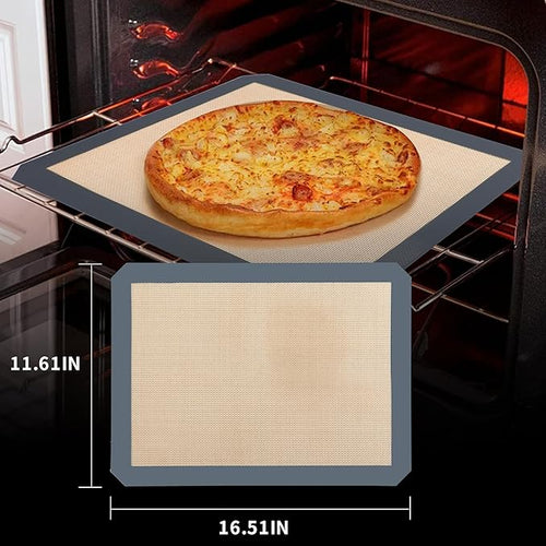 4-Pack Non-Stick Silicone Baking Mat, Food Safe Silicone Mats for Baking Cookies and Macarons - Silicone Baking Sheet（Gray）