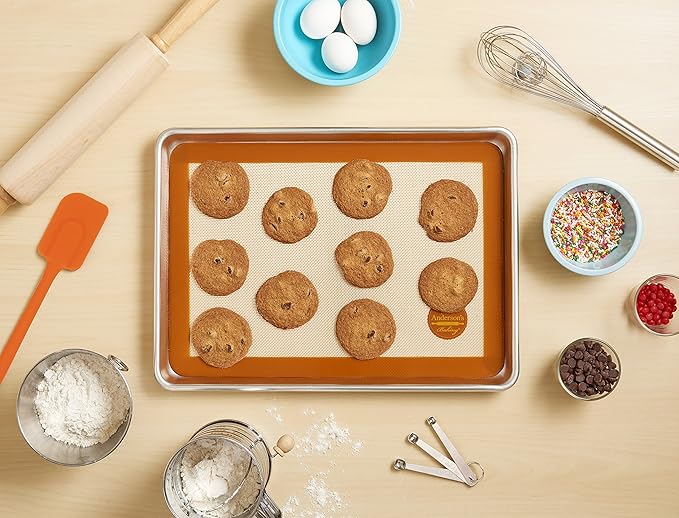 Mrs. Anderson's Baking Non-Stick Silicone Baking Mat - Reusable Oven Liner & Pastry Mat - For Breads, Cookies, Roasting & More - Baker’s Essentials - Heat-Resistant to 480°F - Big Baking Mat