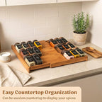 Spice Drawer Organizer - Expandable Spice Rack for Drawer, Black Seasoning Organizer for Drawer Spice Organizer, Spice Organization Seasoning rack insert for Cabinet (Jars Not Included)