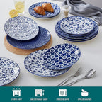 vancasso Ceramic Salad Plates Set of 6, Small Vintage 8.25 Inch Plate Set of 6 for Kitchen, Porcelain Blue and White Dessert Plates for Kitchen, Microwave Oven Dishwasher Safe, Vintage Gift