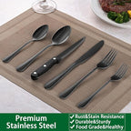 Black 49 Pieces Stainless Steel Flatware Sets With Organizer,Black Silverware Sets With Steak Knives Service For 8,Black Tableware Cutlery Sets For Home Kitchen